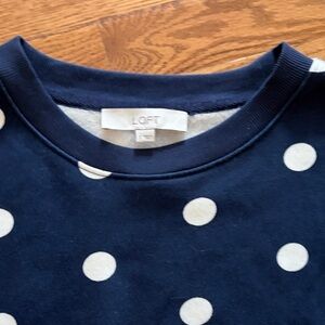 LOFT Navy Polka Dot Sweatshirt NWOT